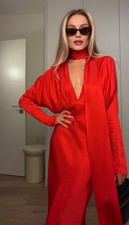 ZARA Viskose Kleid Abendkleid Rot Ausverkauft Silvester XS 34