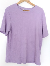 C&A Damen T-Shirt Shirt Lila Stretch Oberteil Kurzarm Kurz Gr. XL