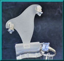 SET Ring Ohrstecker Blauer