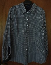 Montego, flotte blau/weiß mit Kreisen gemusterte Damen Bluse, langer Arm, Gr.44