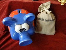 Geldsack, Deutsche Bundesbank, Größe "B" aus Leinen/Jute, altes Original