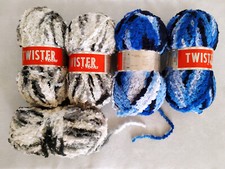 ca. 250g  Strickwolle Häkelgarn - Microfaser - grau & blau - Hobbyauflösung