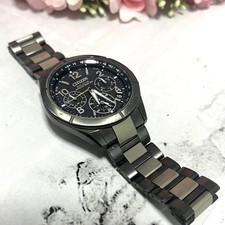 CITIZEN ATTESA Black Titanium Satellite Wave Radio Solar Watch Gebraucht