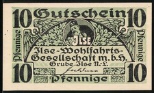 Notgeld Bückgen, 10 Pfennige, Grube Ilse, Ilse-Wohlfahrtsgesellschaft m.b.H., B 