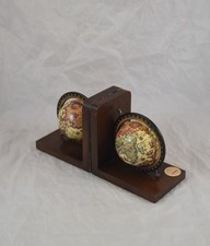 Globus Buchstützen aus Holz Zeitloses Design Ideal für Büro & Wohnzimmer