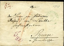 893583) Baden Vorphilatelie, grüner K2 Heidelberg auf Blg 1848