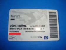 2013 Ticket Dauerkarte HSV Hamburger SV Eintrittskarte Sammler Bundesliga