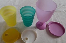 TUPPERWARE JUNGE WELLE - 1 Dessertbecher 2 Trinkbecher Strohalmdeckel - 3 er Set