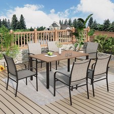 7er Set Gartenmöbel Set Metall Essgruppe Sitzgruppe Gartenset Sitzgarnitur Braun