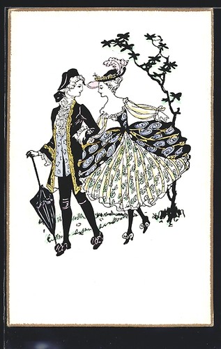 Künstler elegantes paar - künstler-ak,