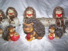 Igel Igelfiguren 12 x Igelfamilie Herbst Dekoration Keramik Kunstfell Ton