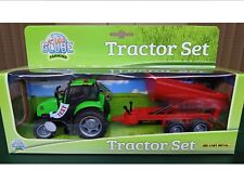 Traktor Set Trecker mit Anhänger Kipper Fassanhänger Sound Licht 25 cm Neu