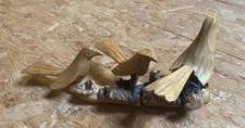 3 Vögel auf Ast geschnitzt  Br. vom Ast 16 cm Holz Schnitzerei