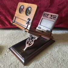 Viktorianisches antikes Nussbaum Graphoskop mit Stereo und Mono Betrachter & Dias