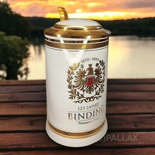 VINTAGE BIERKRUG MIT ZINNDECKEL BINDING 125 JAHRE 1995