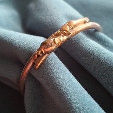 Einzigartiger Armreif (37g), Handarbeit aus 925 Sterlingsilber und 14 Karat Gold