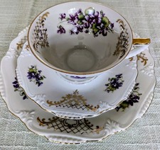 Oscar Schaller Porzellan Sammeltassen Gedeck Golddekor alt