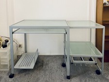 Dittrich Design Schreibtisch ausziehbar aus Glas und Aluminium