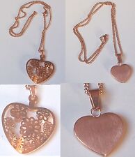 Kette mit Anhänger rosegold Herz Blume Pendant Edelstahlkette Edelstahl 