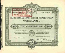 AG für Internationalen Warenhandel 1921 Wien Österreich Waldheim Eberle 50.000 K
