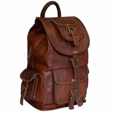 Herren Echt Leder Rucksack Damen Schulter Handtasche Schulrucksack College...