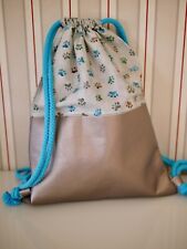handmade Rucksack, Kunstleder & Stoff, Turnbeutel PFOTEN, Tatzen Pfötchen