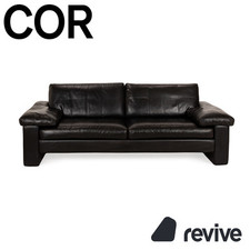 Cor Conseta Leder Dreisitzer Schwarz Sofa Couch