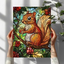 Eichhörnchen  Buntglas Poster