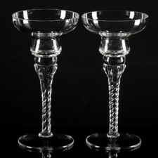 2 Glas Kerzenhalter f. Haushaltskerzen 18 cm Kerzenleuchter einarmig Duo Re Use