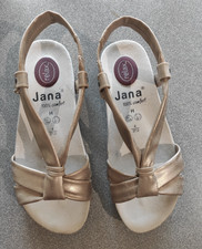 bequeme goldfarbene Sandalen, relax, 100% Comfort, Größe 37, Weite H, von Jana