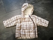 Tolle Jacke Gr. 80 Klitzeklein weiß-braun kariert schräger Reißverschluss