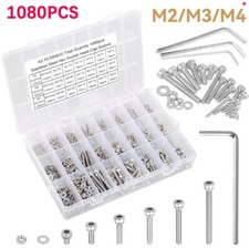 1080 tlg Edelstahl Sechskant Schrauben & Muttern Unterlegscheiben Sortiment Set~