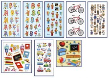 1  Schulanfang Sticker Teddy Schulbus Junge Mädchen Auto Einschulung Feuerwehr