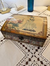 große Teedose - Teekasten aus Holz mit runden Deckel