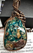 Premium Dioptas Edelstein Kristall Makramee Kupfer Schmuck / Anhänger Kette