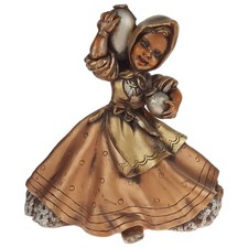 Niederrheinische Wachskunst Wachs Figur Handarbeit Mädchen mit Krüge 