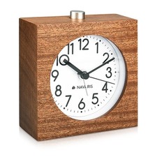 Analog Holz Wecker Uhr mit Snooze Ziffernblatt Alarm Licht Naturholz Dunkelbraun