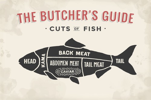 Blechschild 30x40 cuts fish - blechschild,