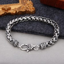 B37 Armband buddhistisch Zopfkette Vajra-Symbol und 6-Wort-Mantra Silber 925