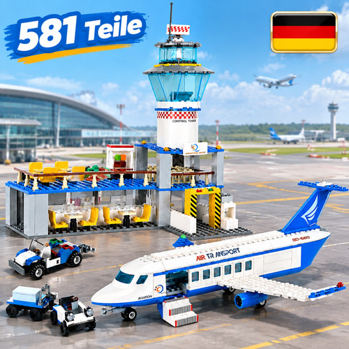 Stadt-Flughafen-Baustein-Set