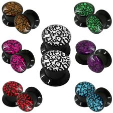 Flesh Tunnel Ohr Plug Piercing Stärke Leopard Tiermotiv Acryl zum Schrauben 