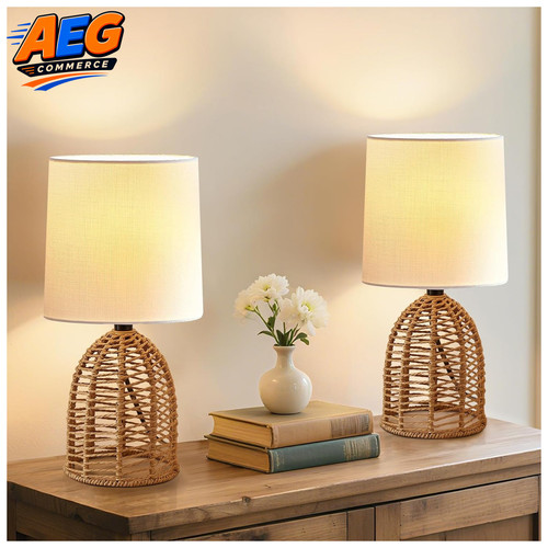 Nachttischlampe 2er set rattan - 2er,
