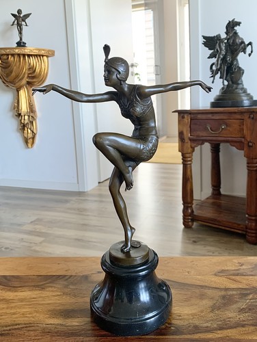 Bronzefigur tänzerin skulptur - bronzefigur,