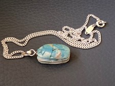 Silberkette 925er mit Antik- Anhänger Scarabäus, Ägypten, Silber Kette Skarabäus