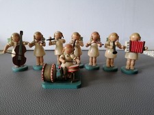 Richard Glässer Seiffen 8Engel mit Instrumenten 7,5cm Erzgebirge Holzkunst