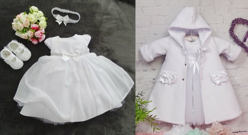 Taufkleid stirnband mantel - taufkleid, +stirnband