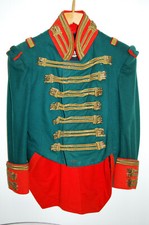 Uniform-Jacke, Uniformrock 1813, grün mit orangeroten Aufschlägen, original 1913