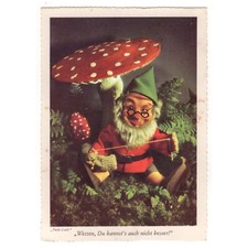 AK Zwerg "Pucki-Lucki Gucki" flickt seinen kaputten Strumpf (Steiff)