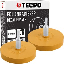 2x TECPO FOLIENRADIERER ETIKETTEN RÜCKSTÄNDE AUFKLEBER RESTE ENTFERNEN Ø 90 mm