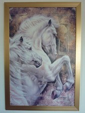 Pferdebild Statue Druck weisser Hengst Skulptur - Ca 97 cm Hoch / 70 cm breit
